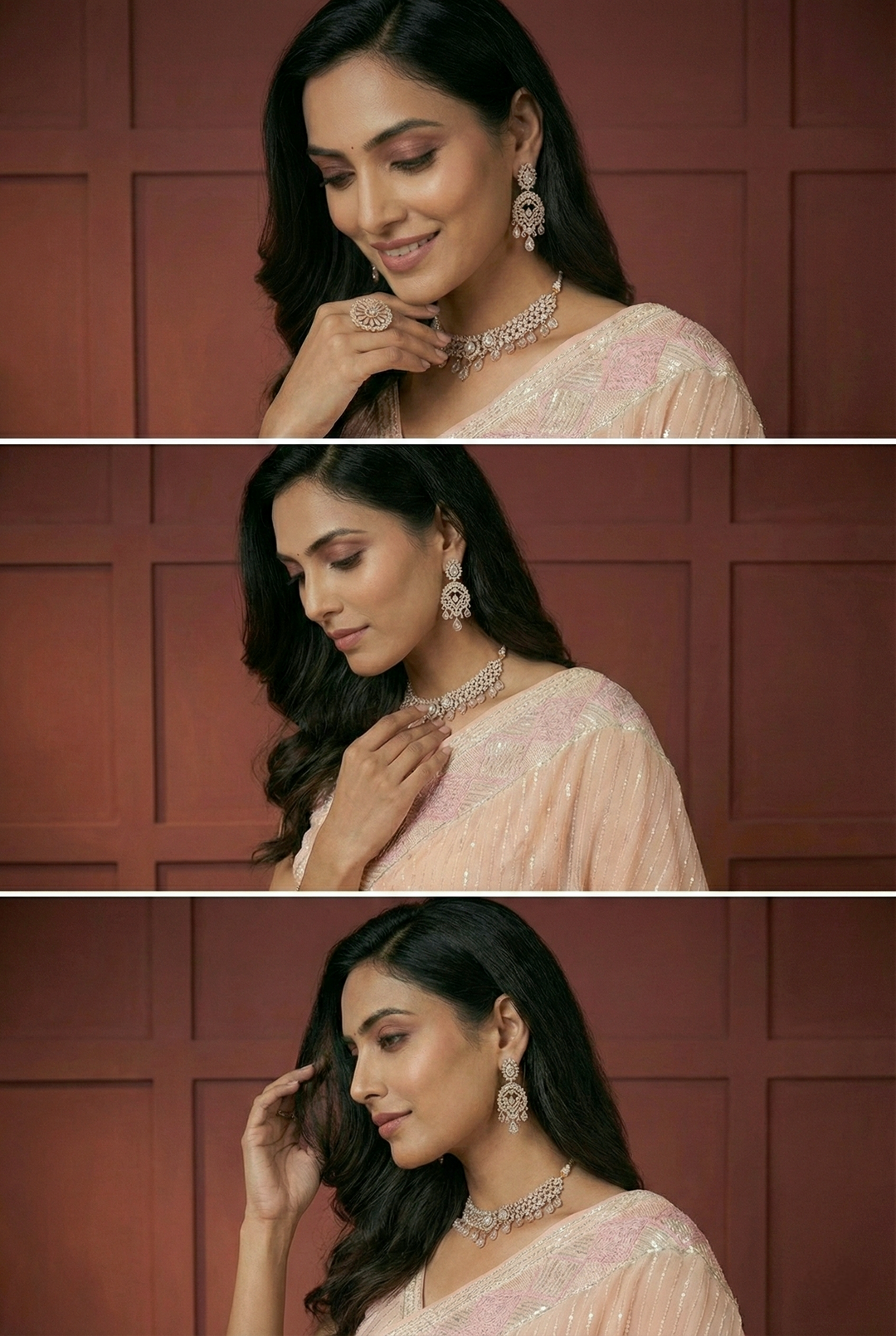 Pink Georgette Sequins Embroidery Saree