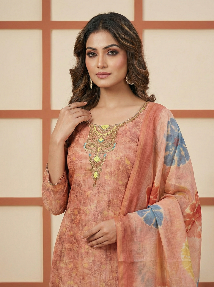 Onion Tissue Printed Three Piece Set