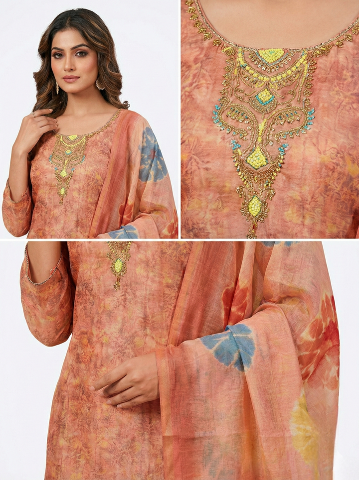 Onion Tissue Printed Three Piece Set