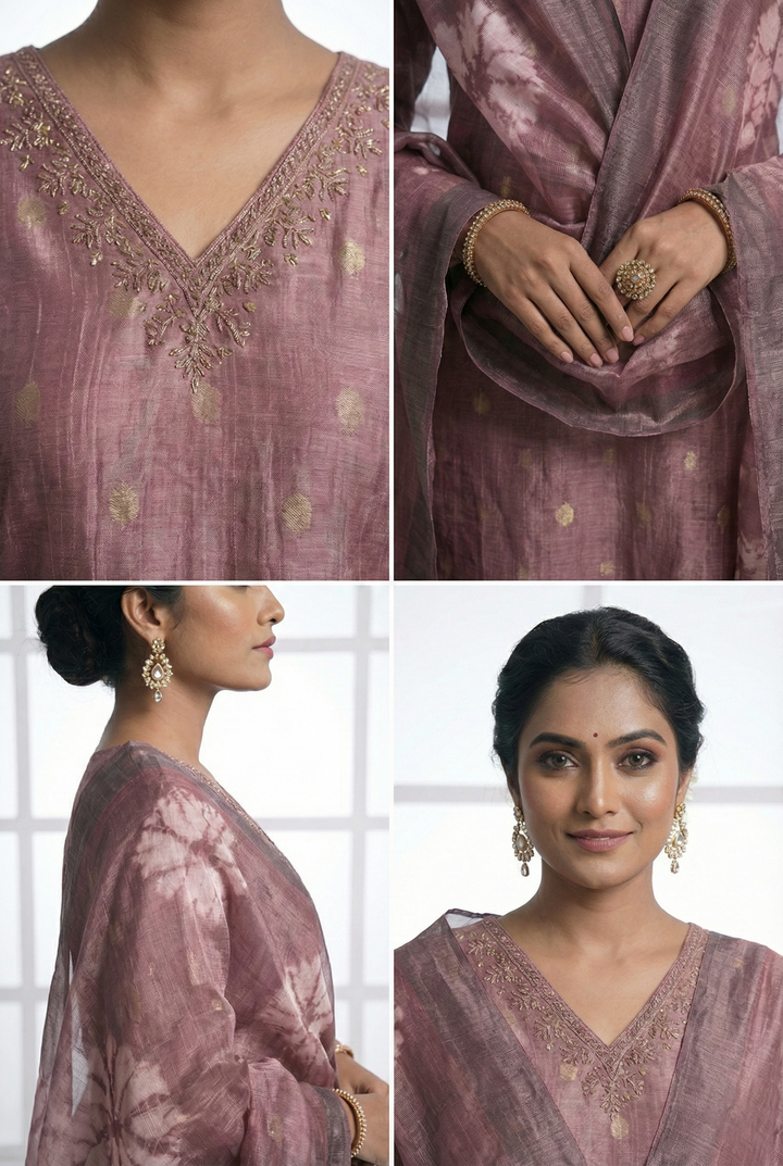 Onion Tissue Printed Three Piece Set