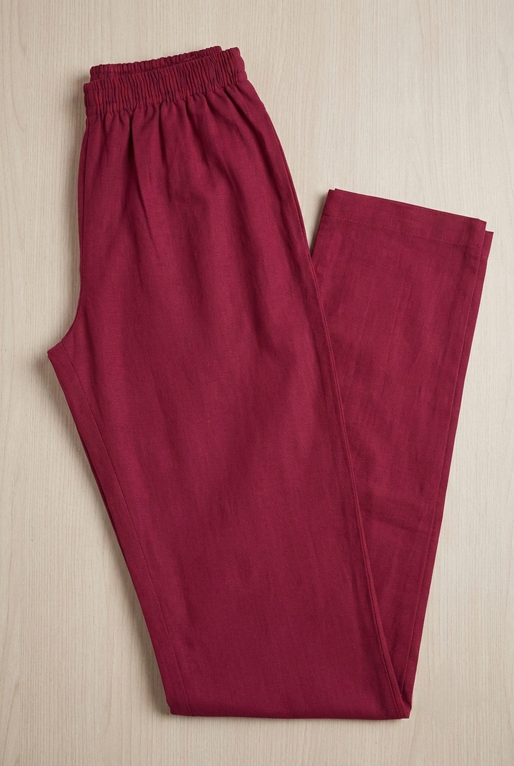 Wine Cotton Floral Printed Three Piece Set