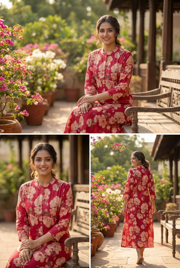 Rani Rayon Floral Printed Kurta
