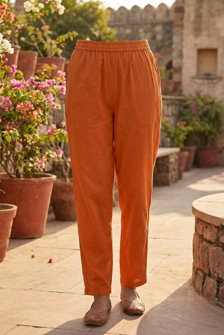 Neerus Orange cotton hand embroidered suit set - detail view 3