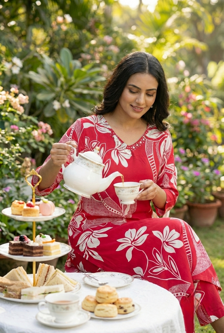 Rani Pink Rayon Floral Printed Two Piece Set