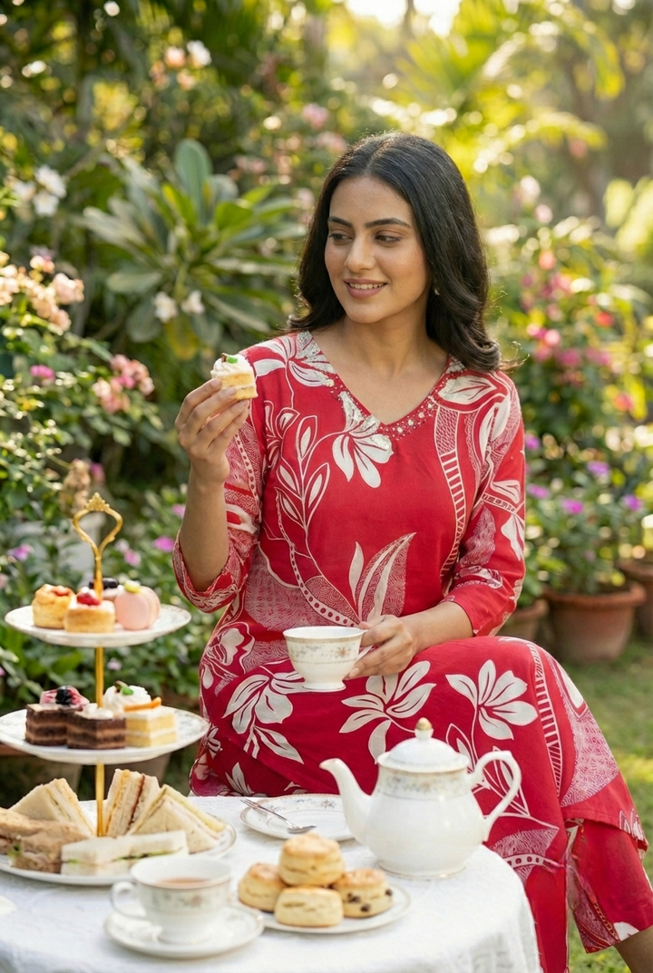 Rani Pink Rayon Floral Printed Two Piece Set