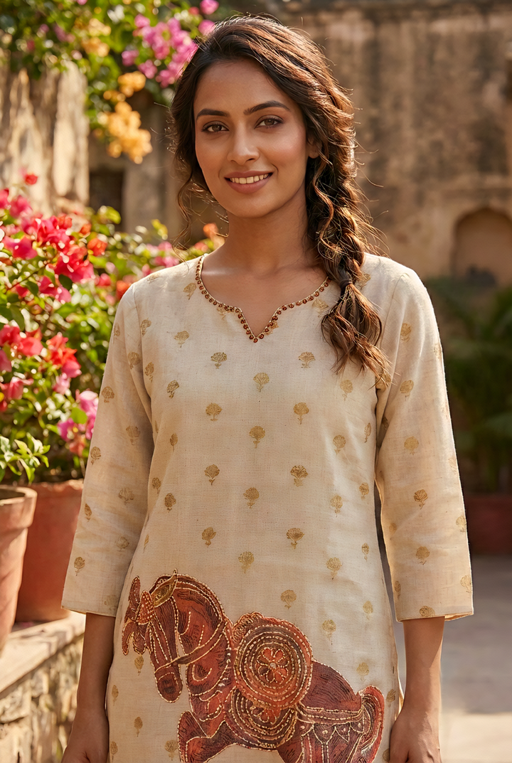 Maroon Linen Printed Two Piece Set