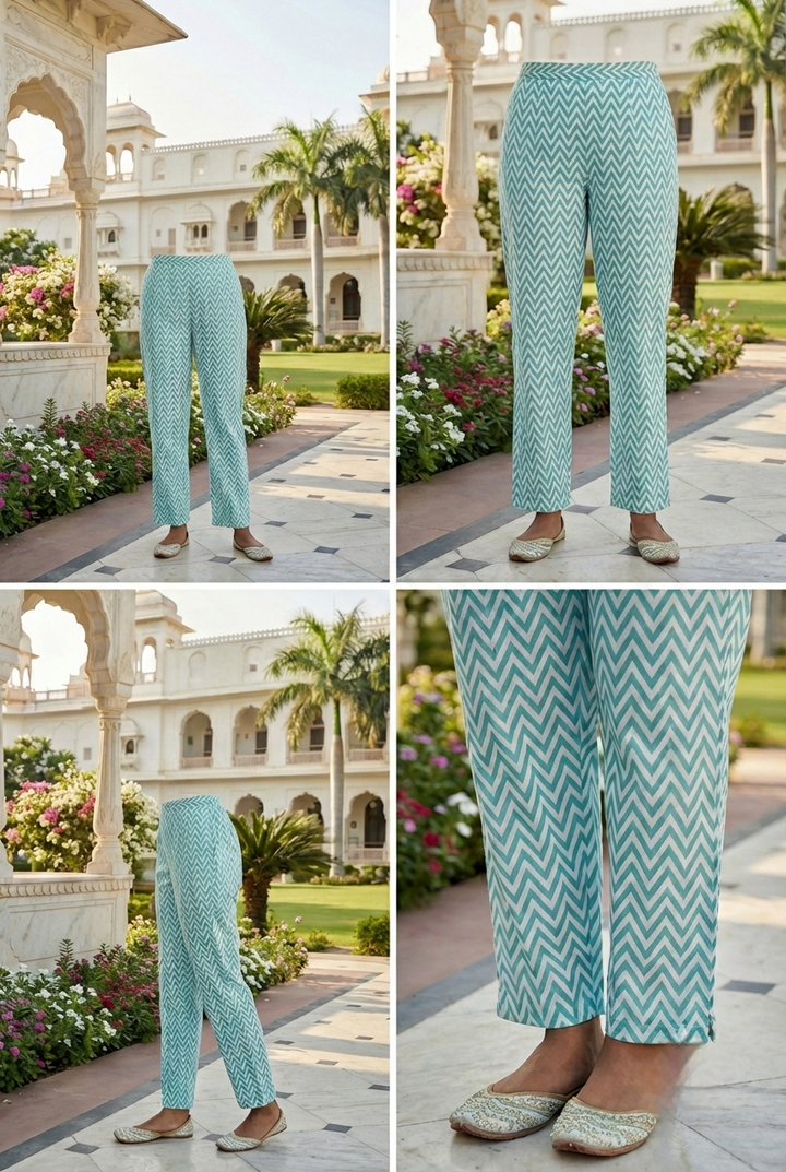 Sea Green Cotton Floral Printed Two Piece Set