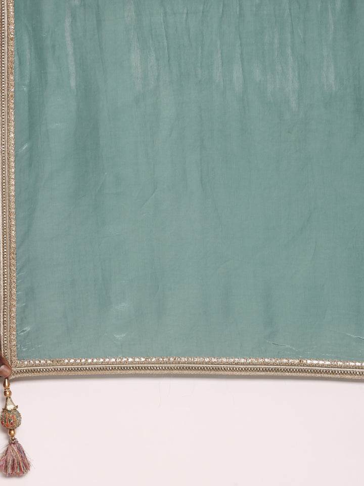 Sea Green Silk Zari Embroidered Anarkali Set