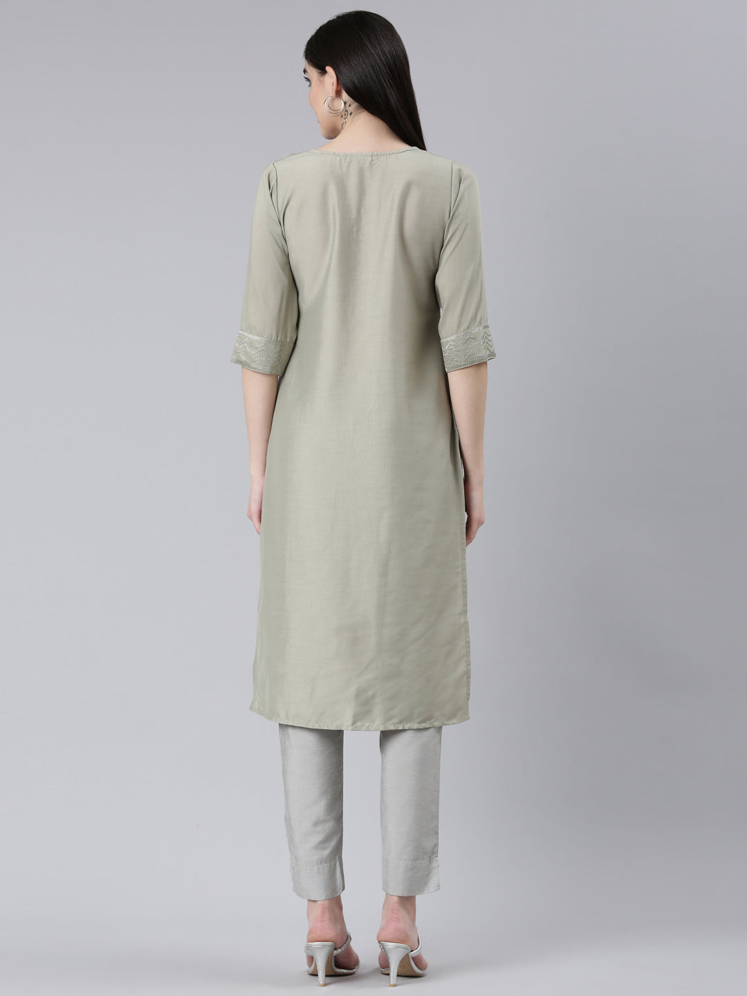 Neerus Gold Regular Straight Woven Design Kurtas