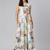 Neerus Green Straight Casual Floral Dresses