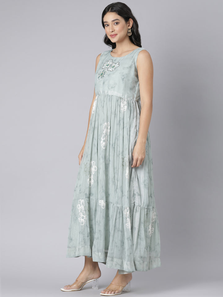 Neerus Pista Casual Floral Maxi Dresses