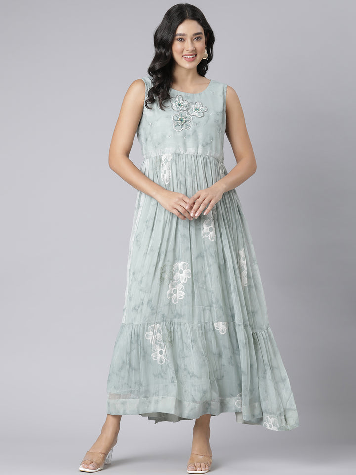 Neerus Pista Casual Floral Maxi Dresses