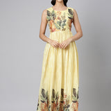 Neerus Lemon Casual Floral Maxi Dresses