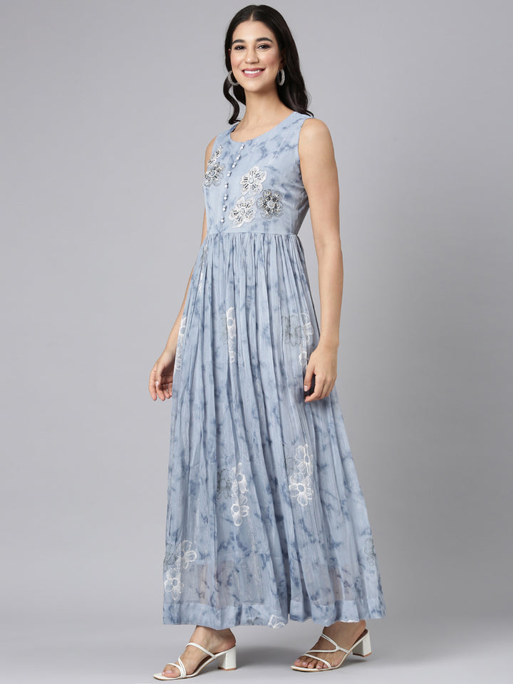Neerus L Gray Casual Floral Maxi Dresses
