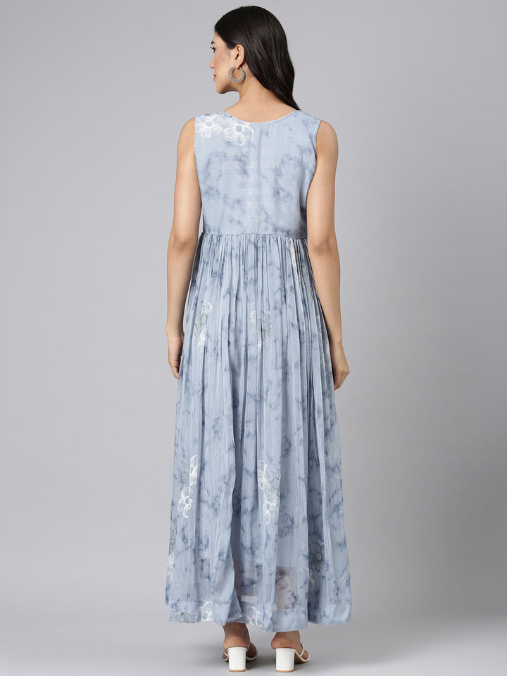 Neerus L Gray Casual Floral Maxi Dresses