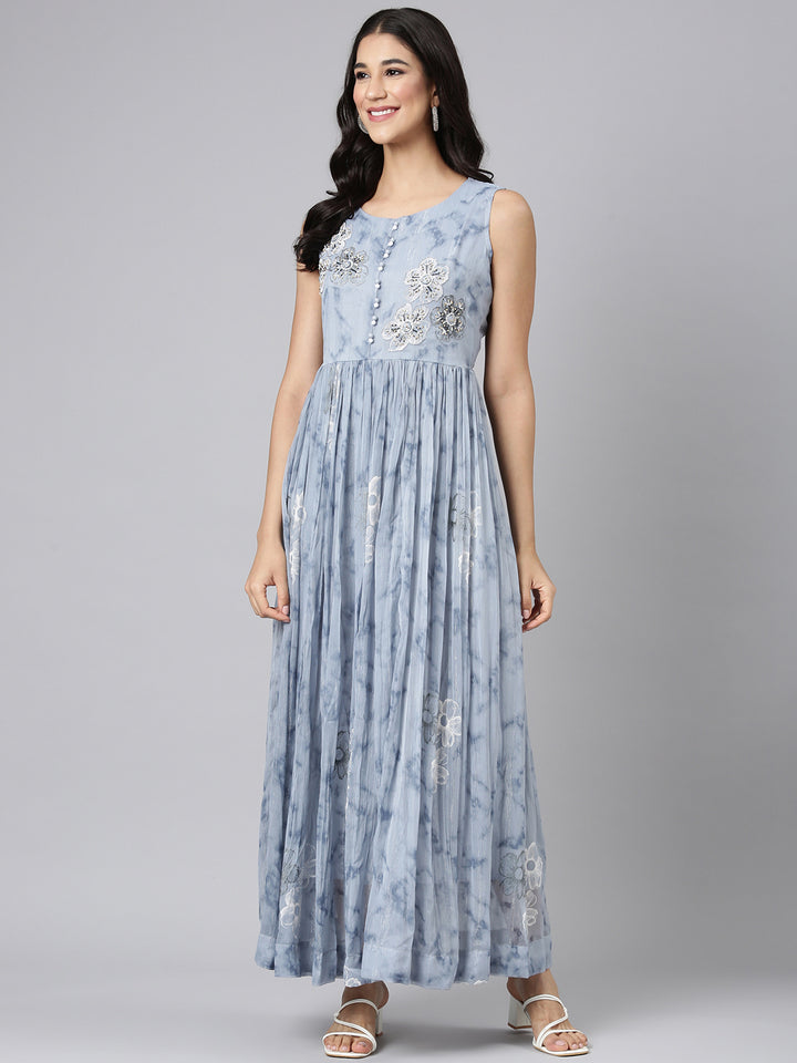 Neerus L Gray Casual Floral Maxi Dresses