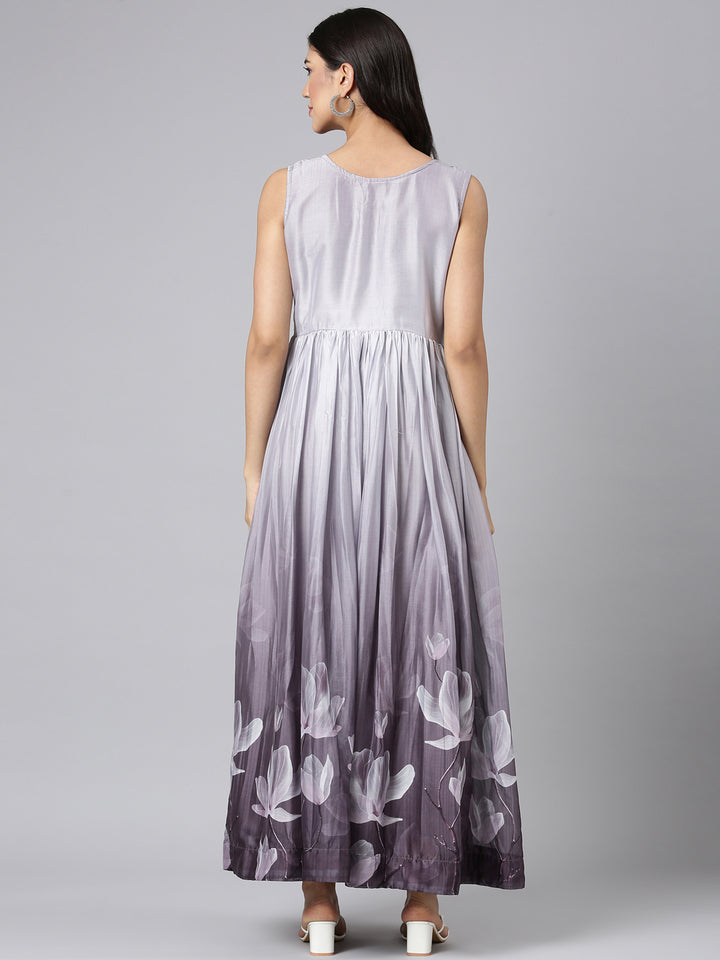 Neerus L Gray Casual Floral Maxi Dresses