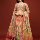 Beige Tissue Ethnic Motifs Ghagra Set