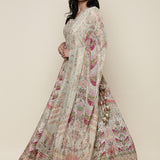 Pista Green Tissue digital printed embroidered ghagra set