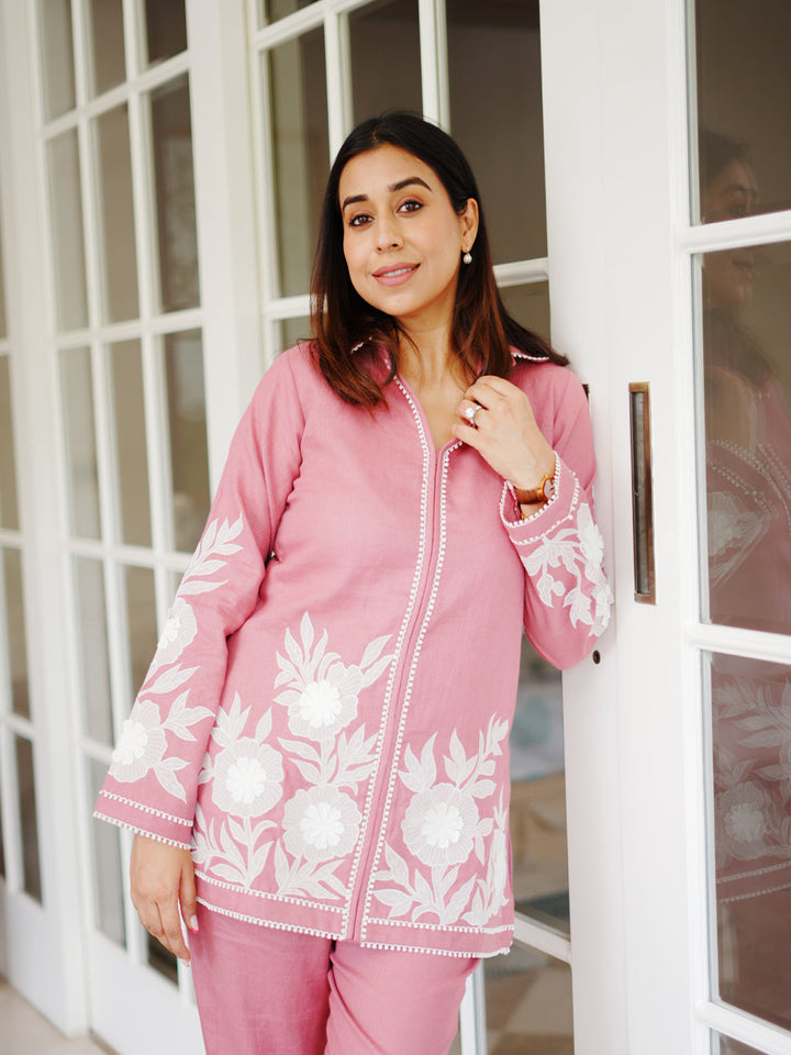 Neerus Onion Casual Embroidered Kurti and Trouser