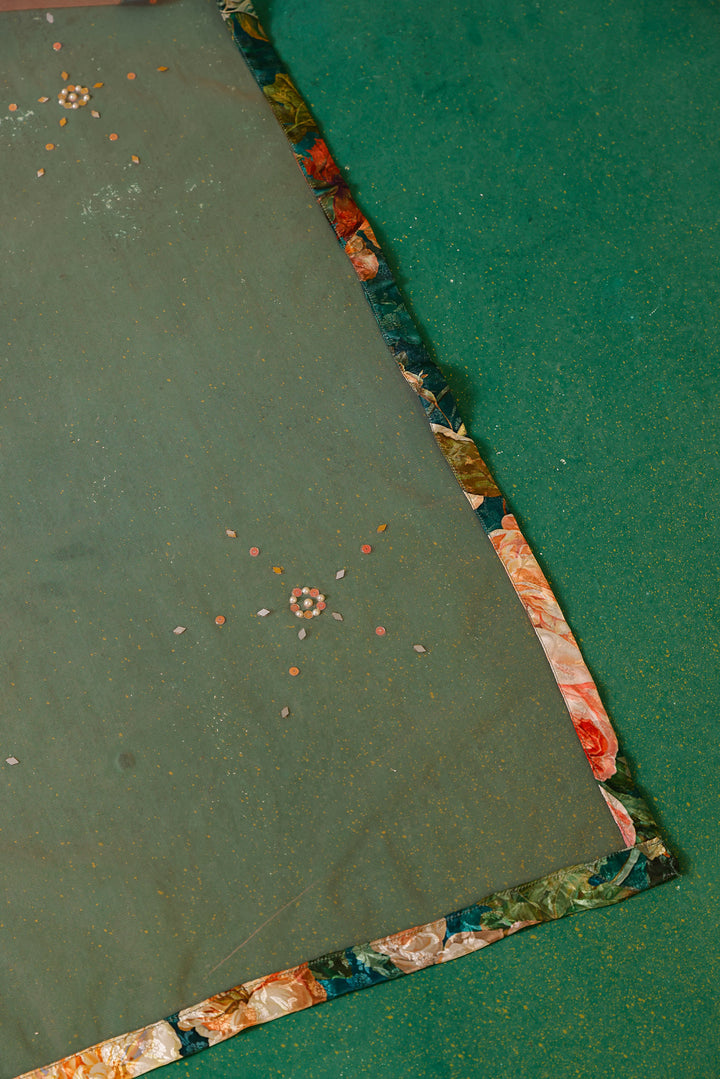 Neerus Bottle Green Embroidery work Satin Fabric Ghagra Set