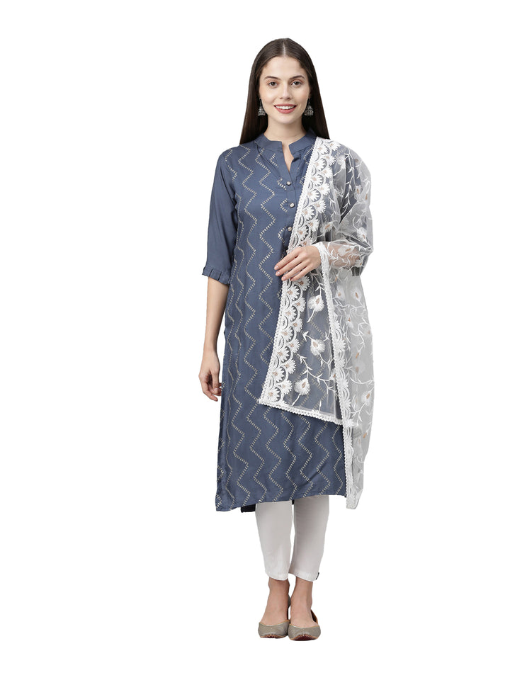 Neerus Women Blue Embellished Kurta