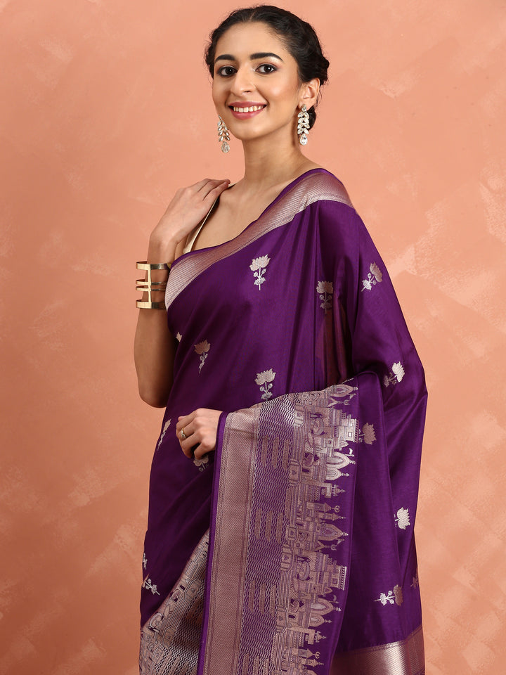 Wine Banaras silk saree