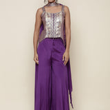 Lavender Georgette Crop top with palazzo set