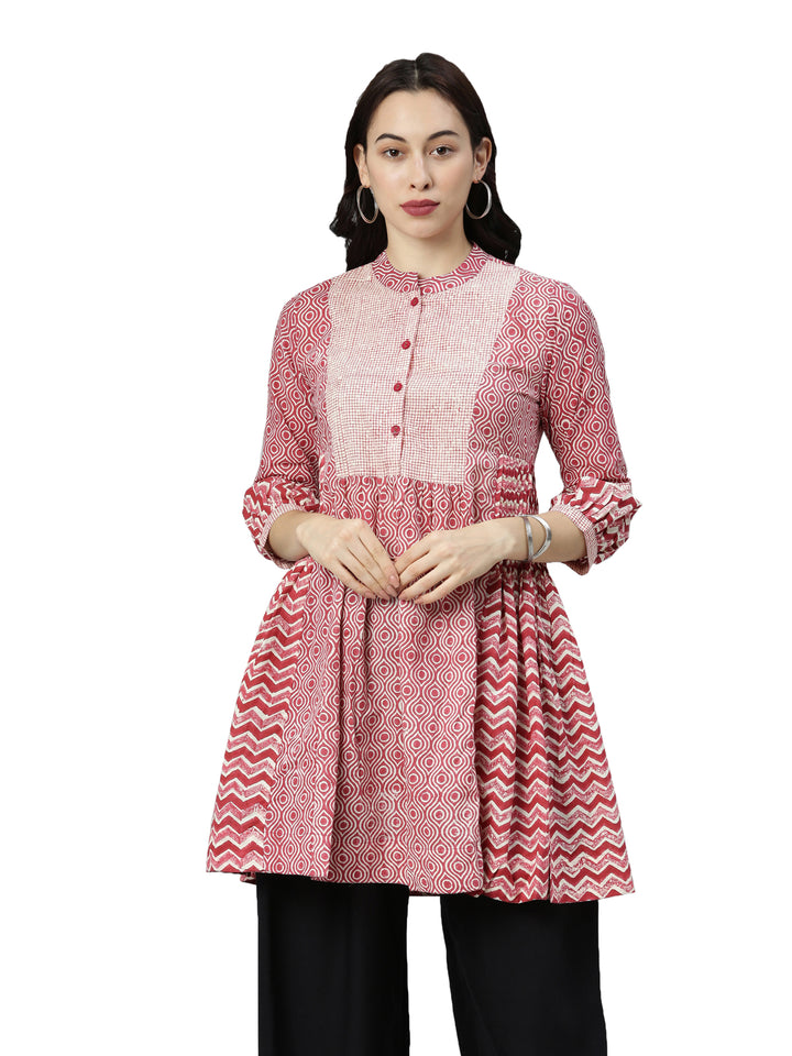 Neerus Women Red Printed A-Line Kurta