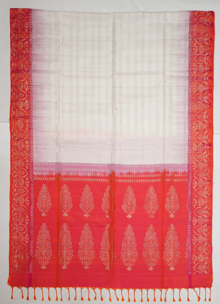 Off White Pure Soft Silk Saree With Zari Weaving Border