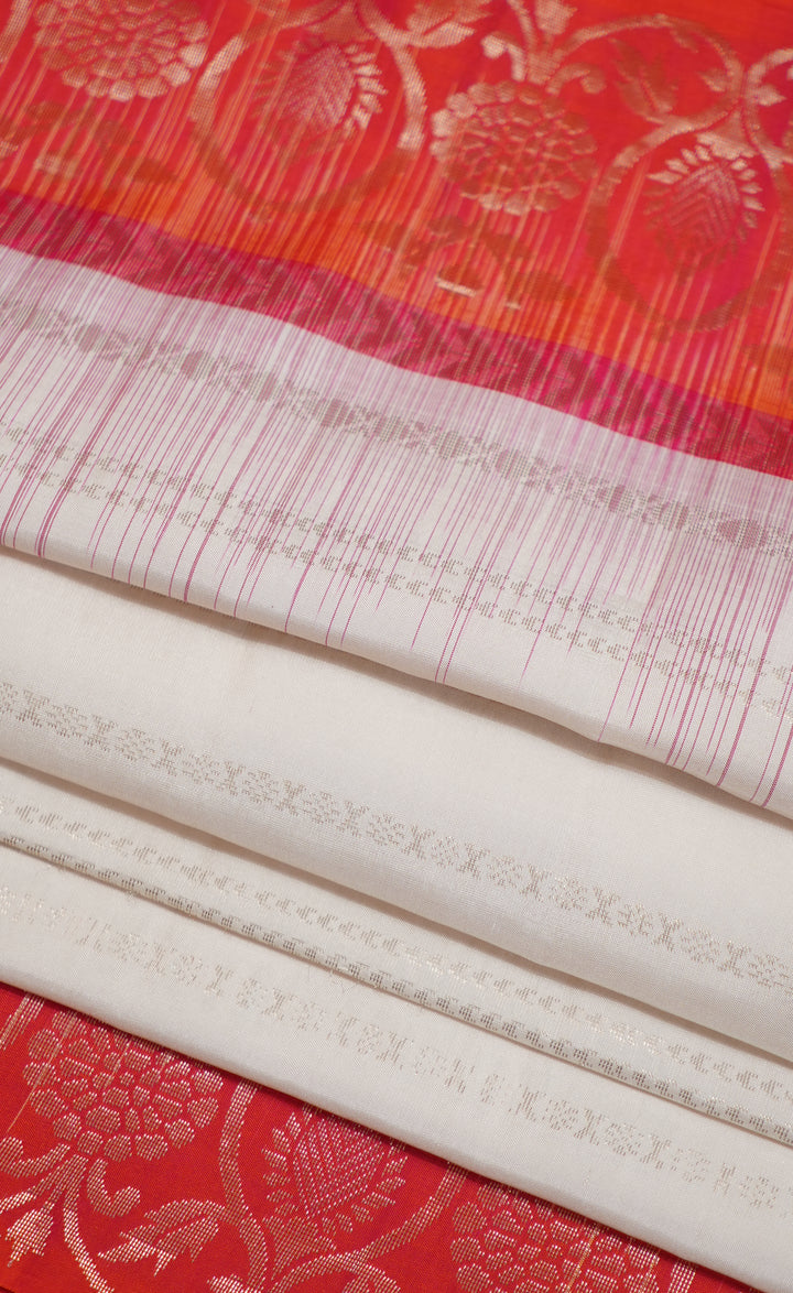 Off White Pure Soft Silk Saree With Zari Weaving Border