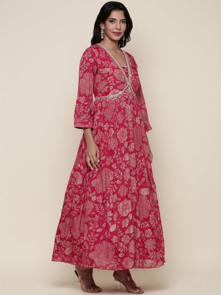 Rani pink georgette embroidered suit set