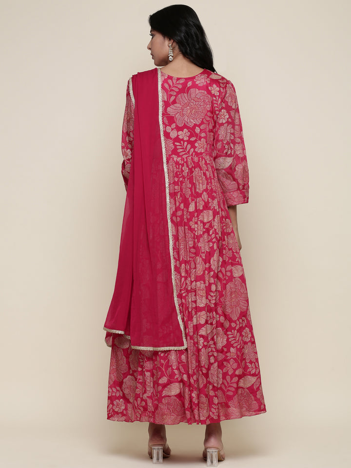 Rani pink georgette embroidered suit set