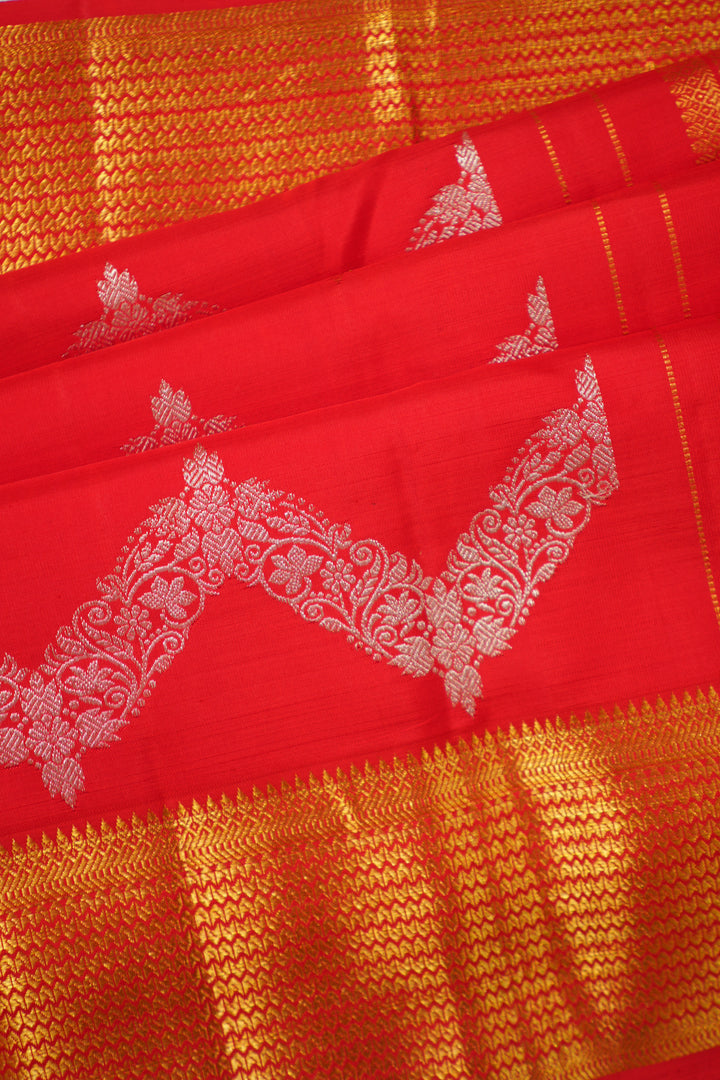 Red Kanchi Pattu Zari And Handwoven Saree