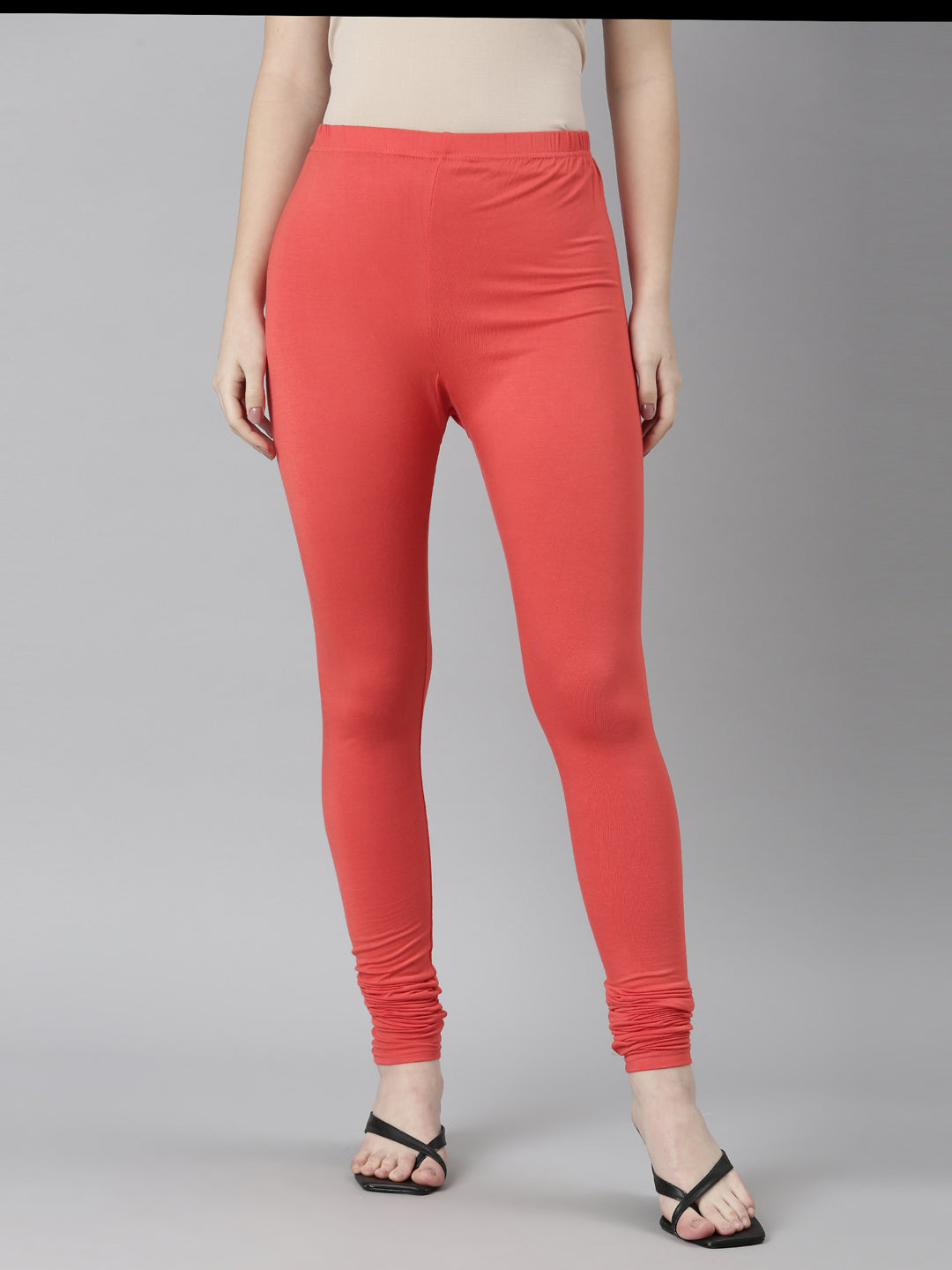 Neerus Orange solid legging churidar bottom - front view