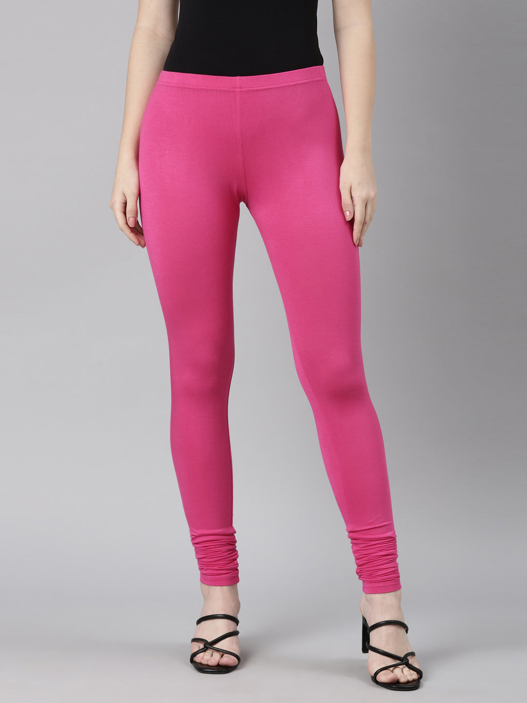 Neerus Pink solid legging - front view