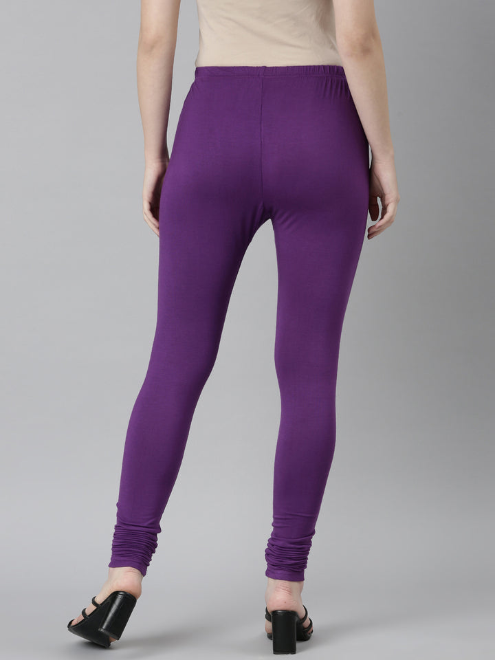 Neerus Purple cotton solid legging - detail view 1