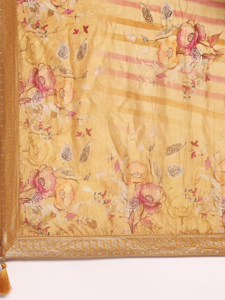 Mustard Silk With Sequence and Hand Embroidered Three Piece Set