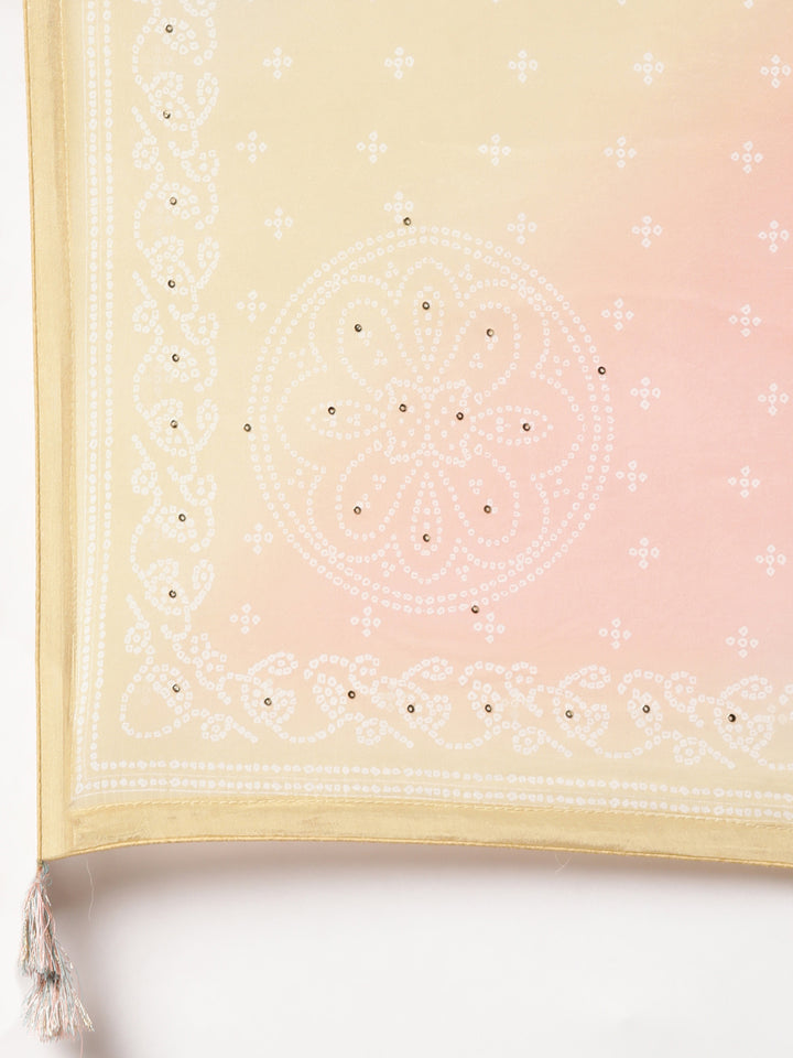 Neerus Yellow Regular Straight Floral Kurta And Trousers With Dupatta