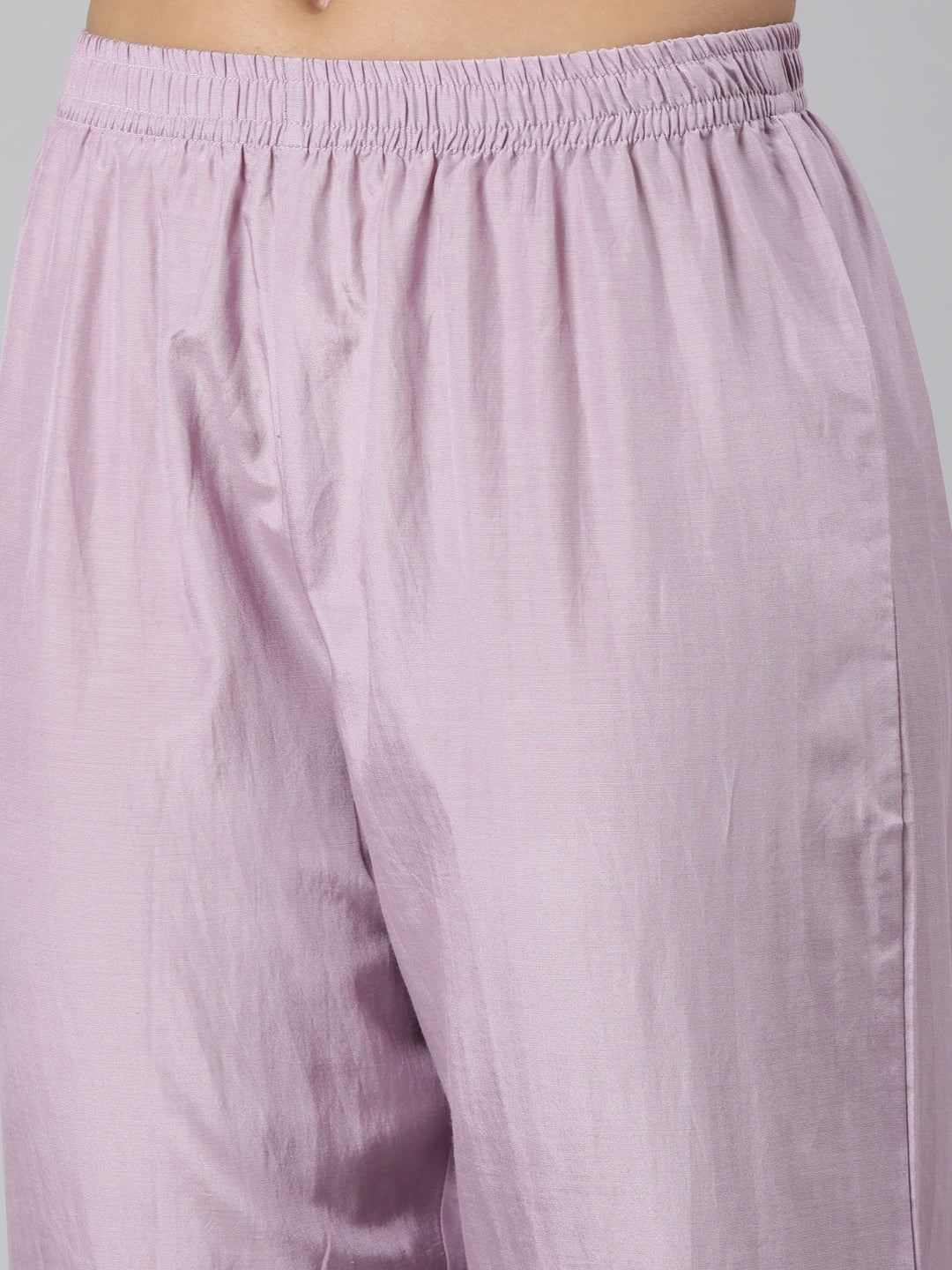 Neeru's Lavender Regular Straight Floral Kurta And Trousers With Dupatta