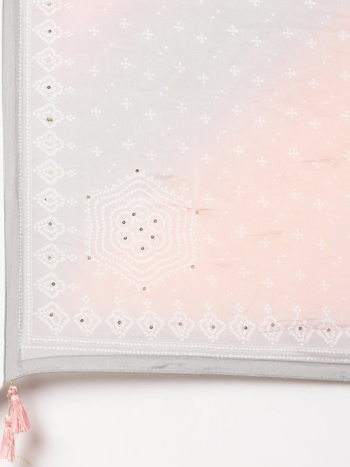 Neerus Grey shantoon printed suit set with dupatta - detail view 4