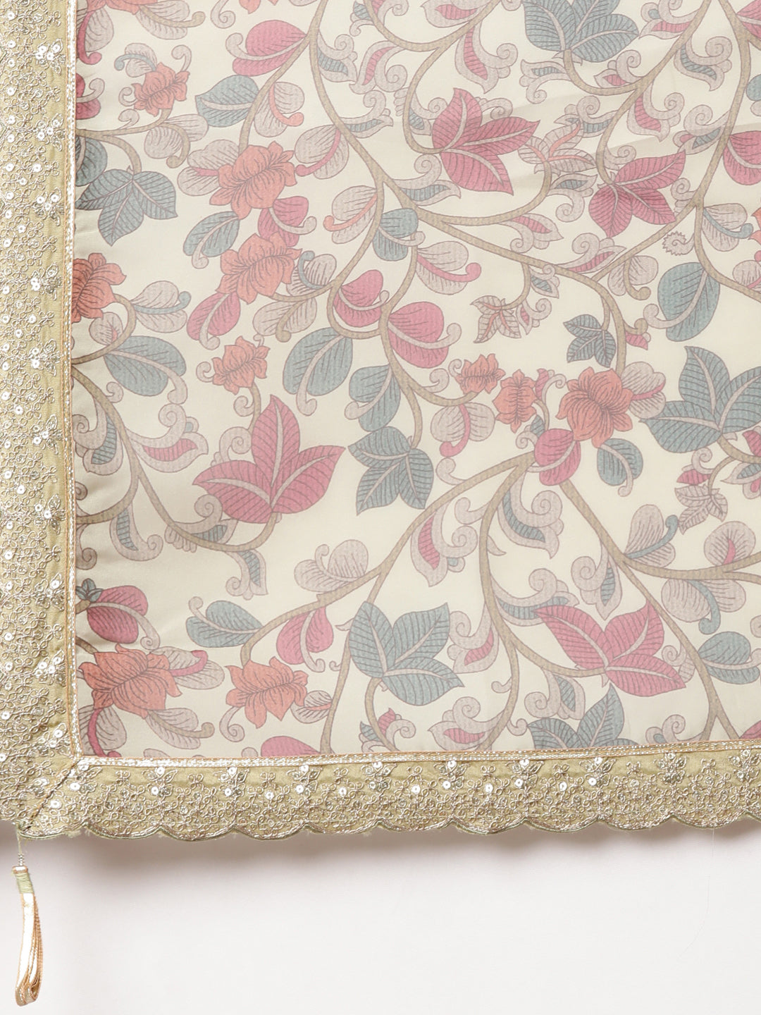 Neerus Green printed floral straight suit set - detail view 5