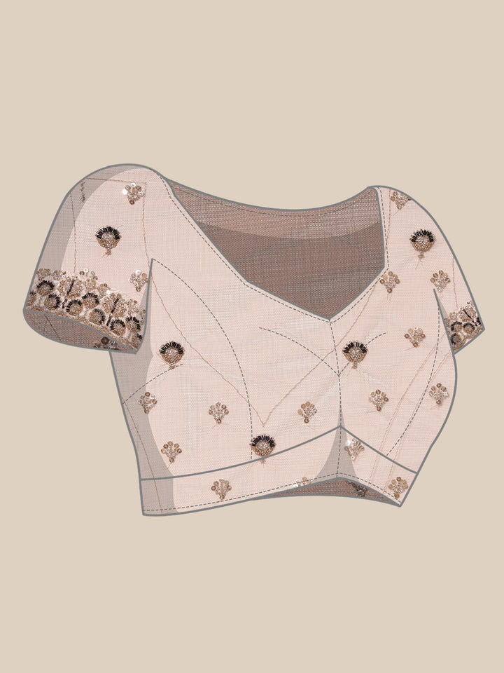 Gold Net Embroidery Saree