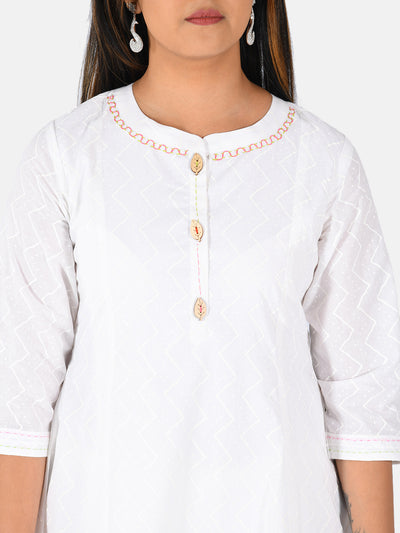 Neerus Women Off-White Printed A-Line Kurta