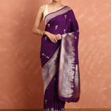 Wine Banaras silk saree