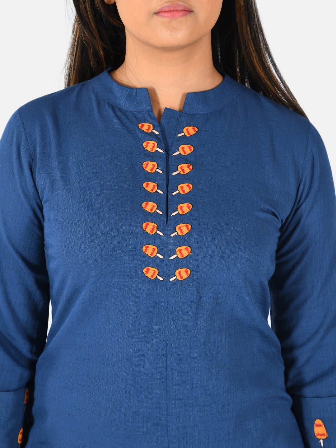 Neerus Women Blue Solid Straight Kurta