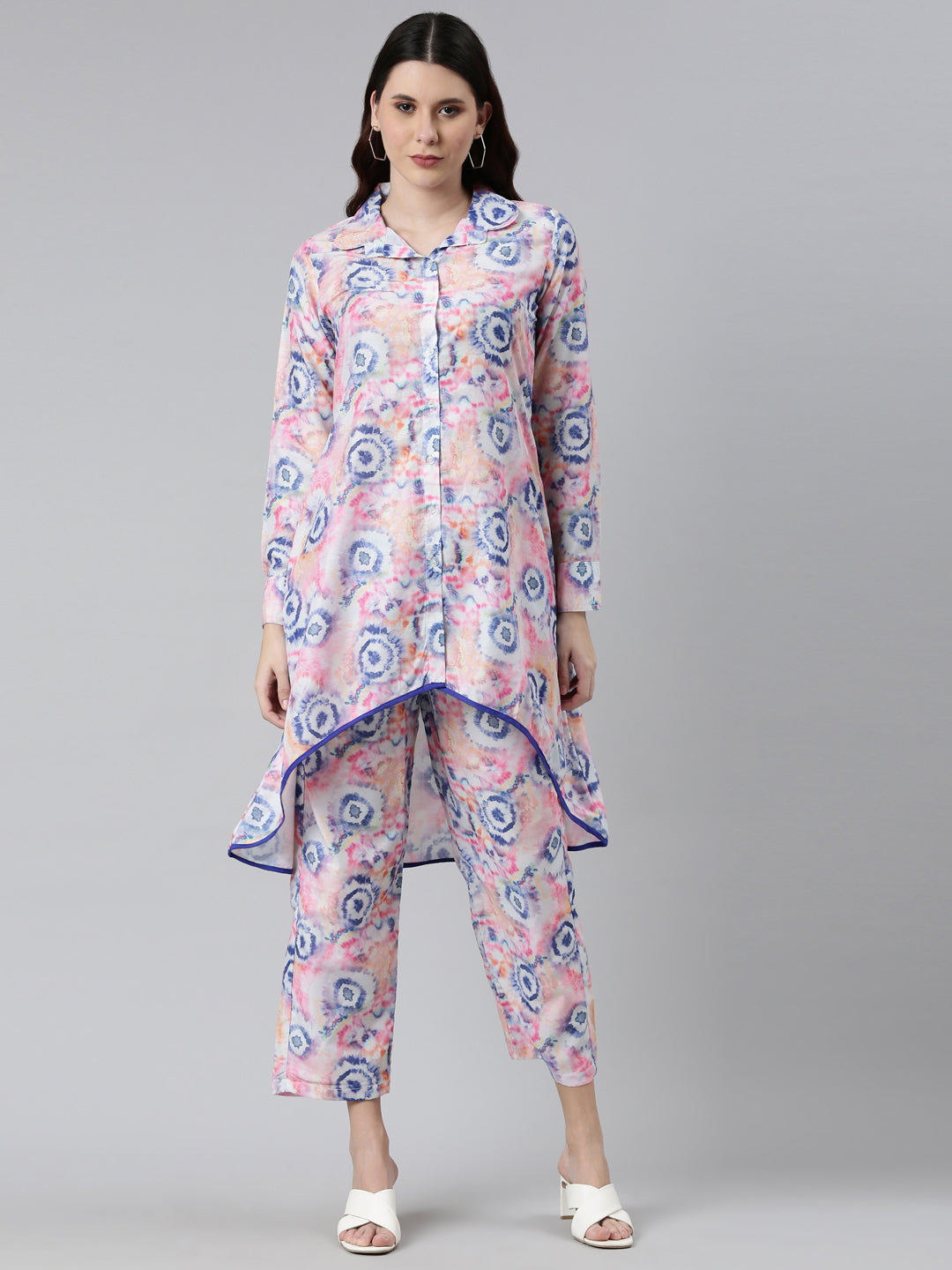 Neerus Multi color printed co-ord set - front view