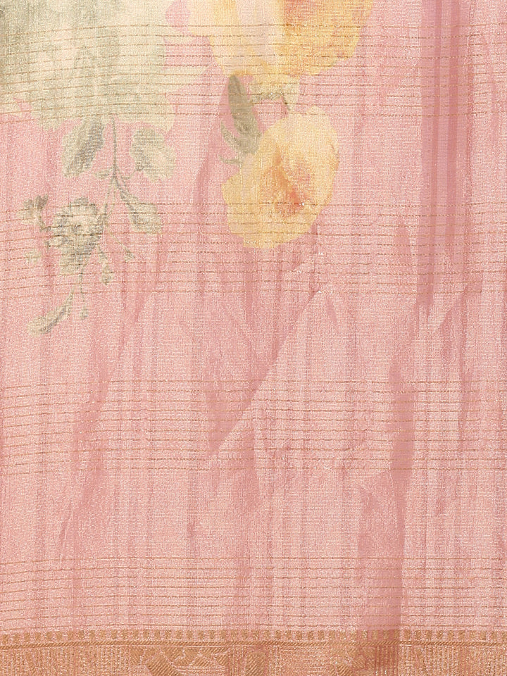 Onion pink tissue hand embroidered three piece suit set