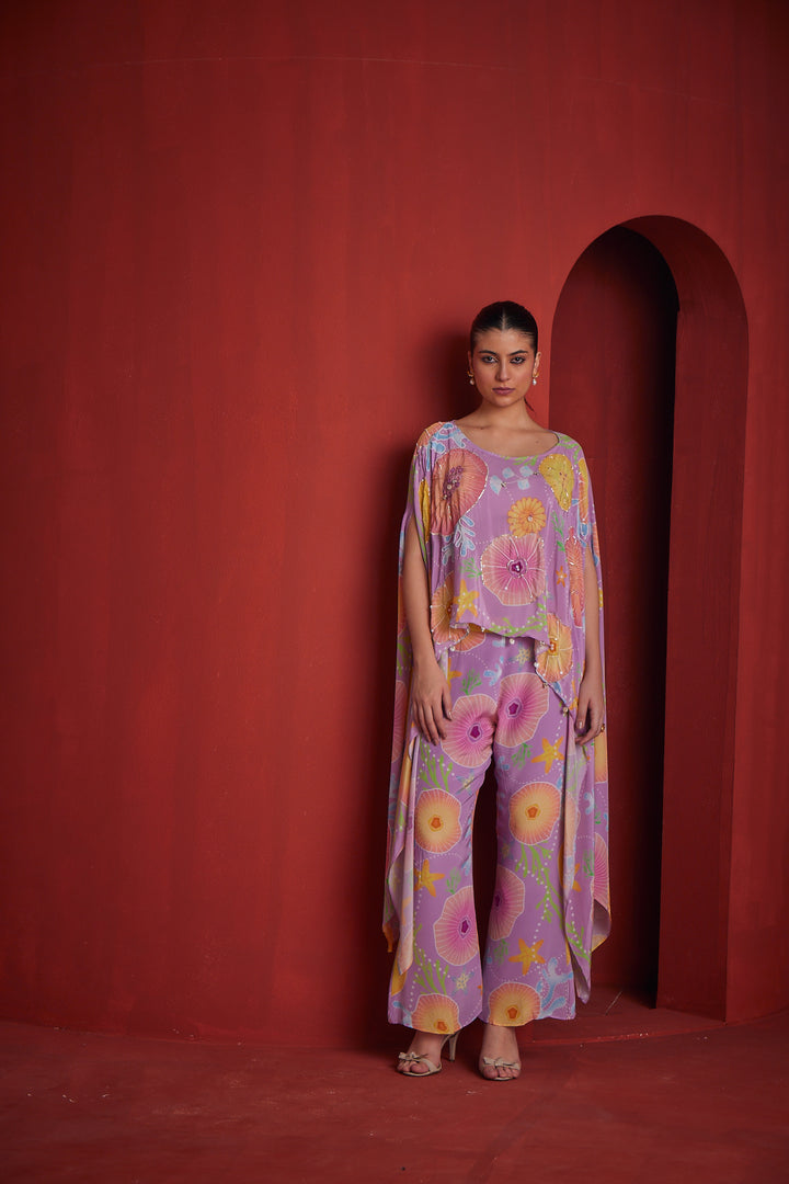 Neerus Pink crepe co-ord set - front view