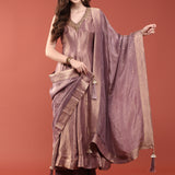 Lavender Banaras Silk Anarkali Set